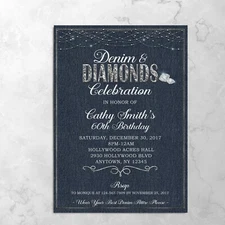 Denim & Diamond Invitation - Digital File, Customized For You, You Print