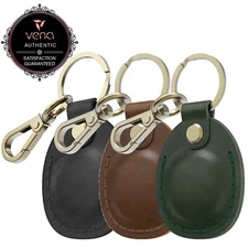 Vena Genuine Leather Apple AirTag Holder, AirTag Case Cover with Keychain