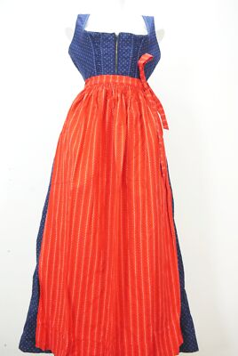 Straßer Dirndl blau Baumwolle mit Balkonett hammer Dirndl mit Schürze Gr.40