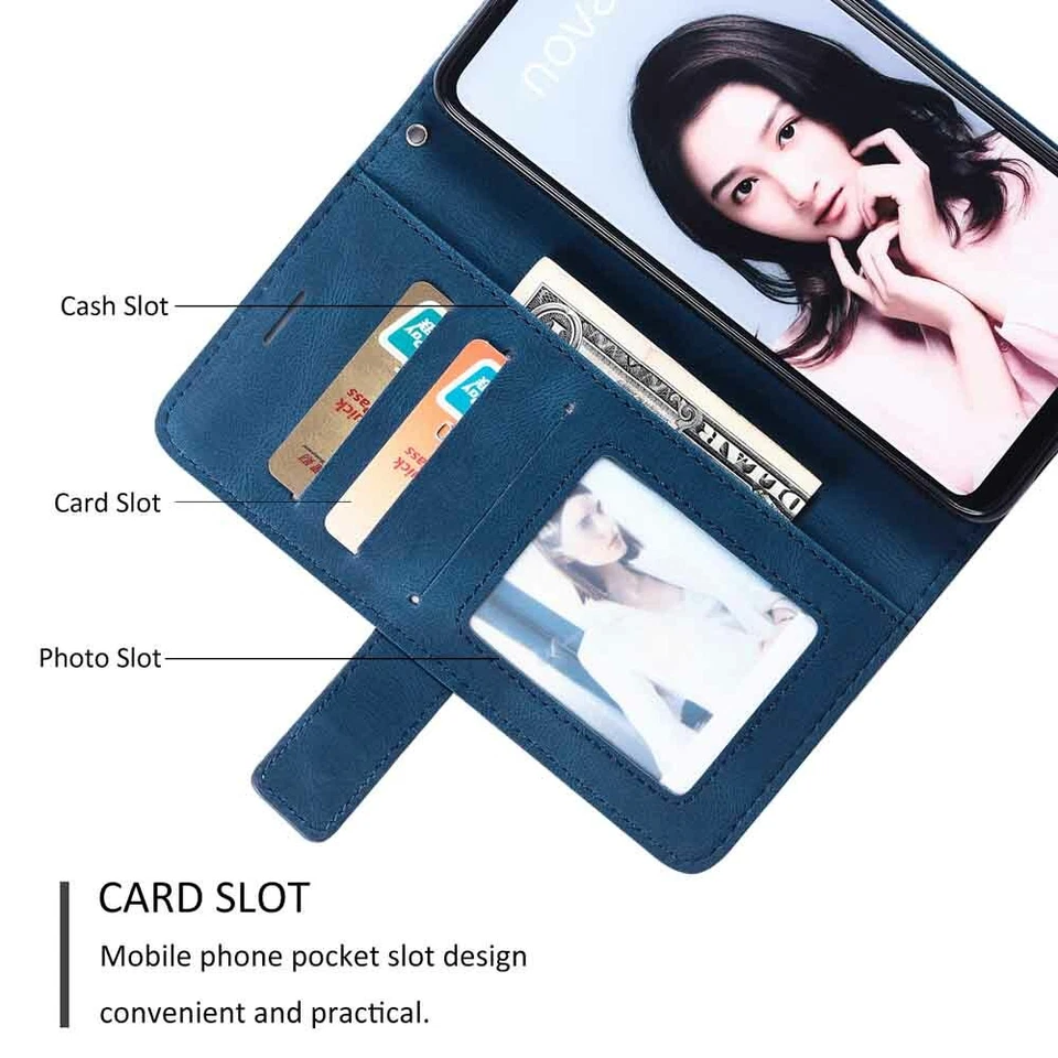 For Huawei P30 Lite P40 Pro Mate 20 Lite Wallet Card Holder Leather Case Cover - Image 3 of 4