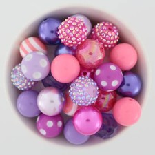 Chunky 20mm Bubblegum Beads, Mixes, Pinks and Purples, for Beadable Pens Craft