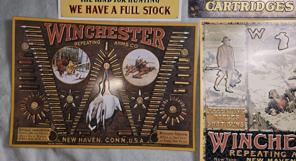 Винчестер заводской заряженный дробовик гильзы новинка металлический знак 16 «x 11» лот из 4 - Изображение 4 из 4