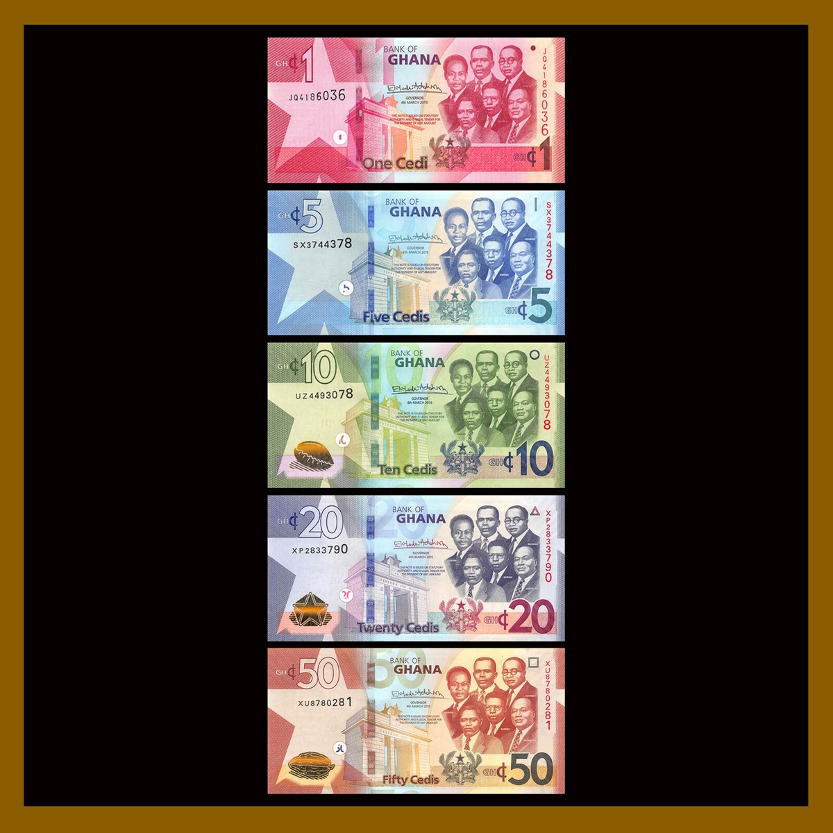 ガーナの紙幣セット 10, 20, 50 GHS Ghana 1 5 10 20 50 Cedis (5 Pcs Set), 2019 P-New Unc | eBay
