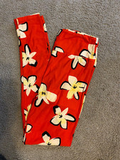 LulaRoe Leggings OS One Size Floral Flower Hawaiian Cream Yellow NWT NEW 285