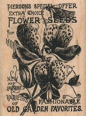 Old Garden Favorites 2 1/4 x 3'' Rubber Stamp, Food Stamp, Garden Stamp