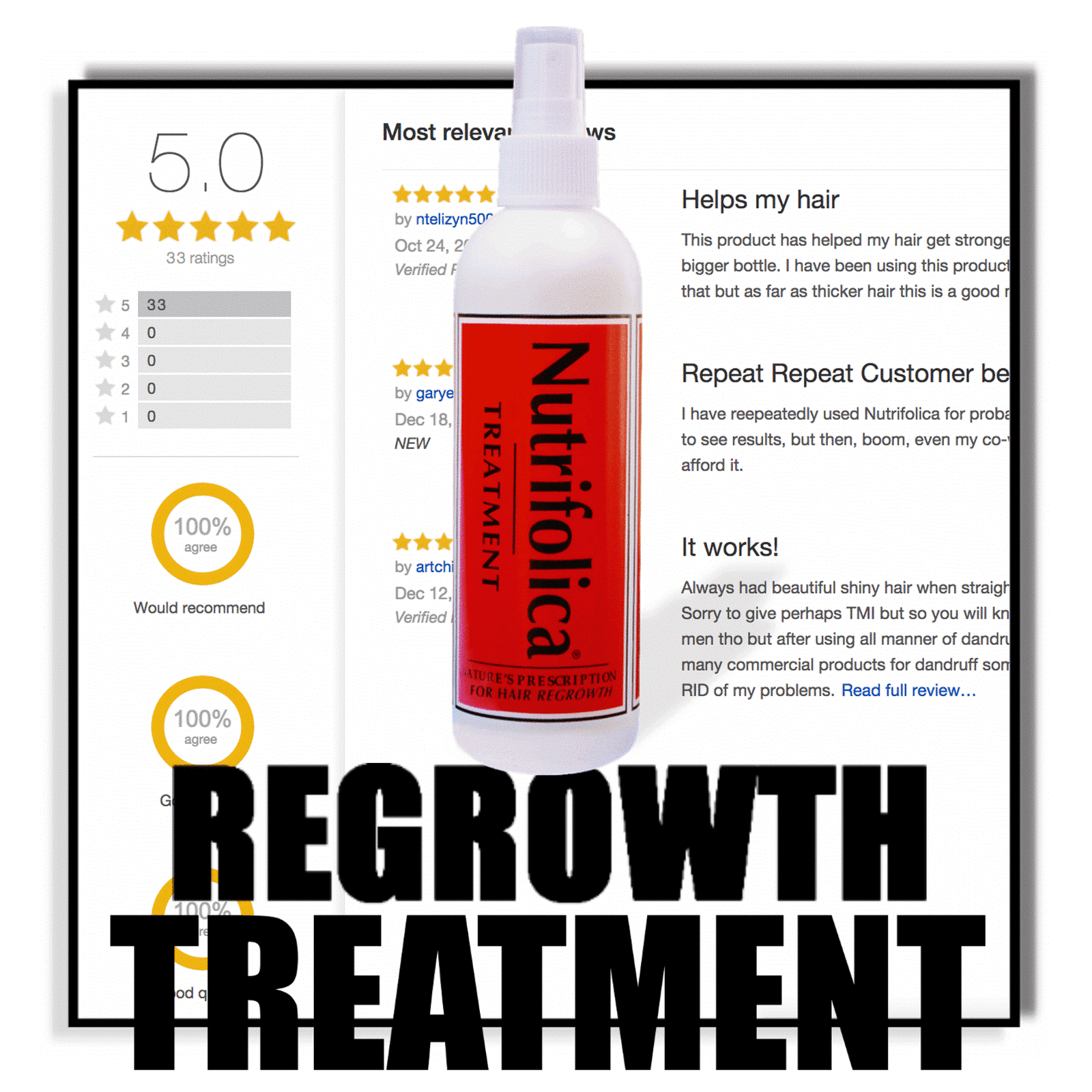NUTRIFOLICA TREATMENT SHAMPOO REGROW HAIR 60 DAYS no Nioxin side