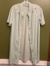 Vintage Shadowline Nightgown Set Size Small Light Green Hidden Snap Button