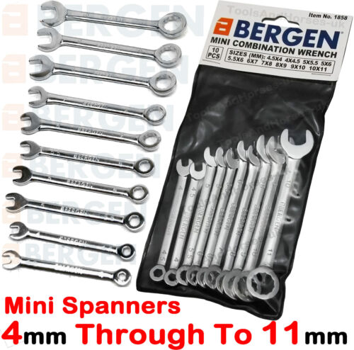 BERGEN Mini Spanners 10pc Model Makers Mini Small Combination Wrench Set 4m-11mm