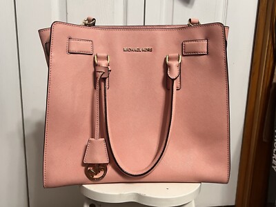 Used Michael Kors Warm Pink Pebble Leather Handbag Purse