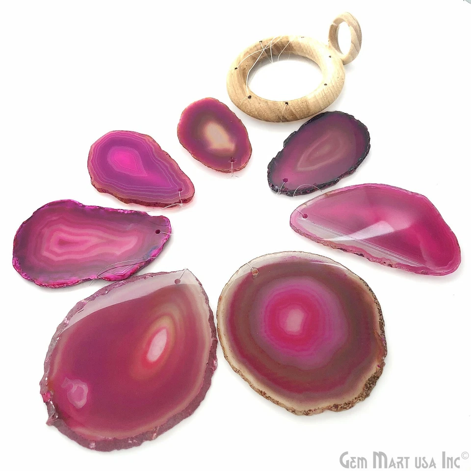 7 rebanadas de ágata campanas de viento hechas a mano piedra de cristal curativo decoración del hogar GemMartUSA Foto 4 de 4