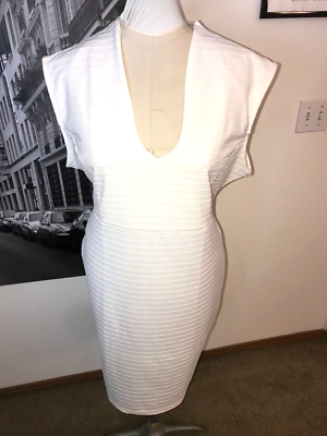 ROUGE COLLECTION CHIC WHITE FITTED BODYCON BONE WHITE DRESS 4X (RUNS SMALLER) ROUGE COLLECTION CHIC WHITE FITTED BODYCON BONE WHITE DRESS 4X (RUNS SMALLER)