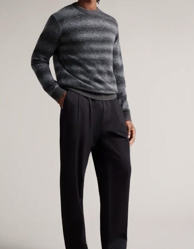 TED BAKER Mens NWOT Size 5 L XL Gray Abulti Striped Wool Crew Neck Sweater - Picture 2 of 18