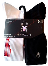 Spyder Men's Cushion Crew Socks 6 Pairs Shoe Size 6-12