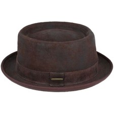 Leather Pork Pie Hat Men's 100% Sheepskin -Vintage PorkPie Leather Hat Handmade