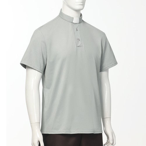 T-Shirt Herren Klerus Poloshirt Priester Vikar Pastor Tops mit Kleriker Tab Kragen - Bild 11 von 38