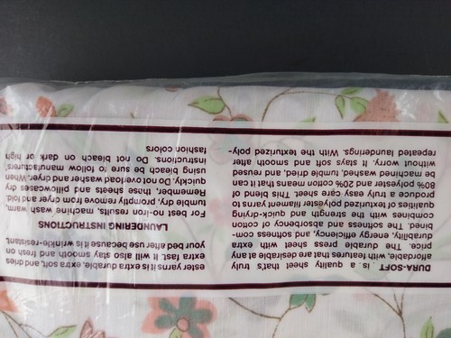Lenzuolo matrimoniale Cannon Dura fiori di legno morbidi floreale retrò vintage sigillato nuovo - Foto 7 di 7