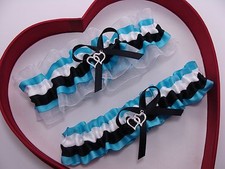 NEW White Black Turquoise Wedding Garter Prom Homecoming Dance GetTheGoodStuff A