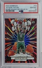 Jayson Tatum_2023 Donruss Bomb Squad-Red/Blue HL #14_5/15 POP 1 PSA GEM MT 10