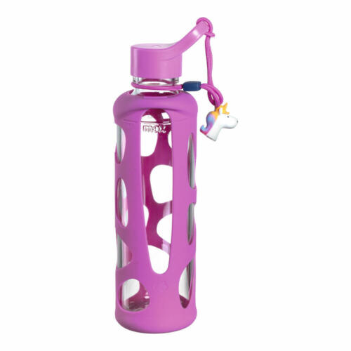 Leonardo Trinkflasche Bambini Einhorn, Kindertrinkflasche, Glas, rosé, 500 ml - Bild 1 von 5