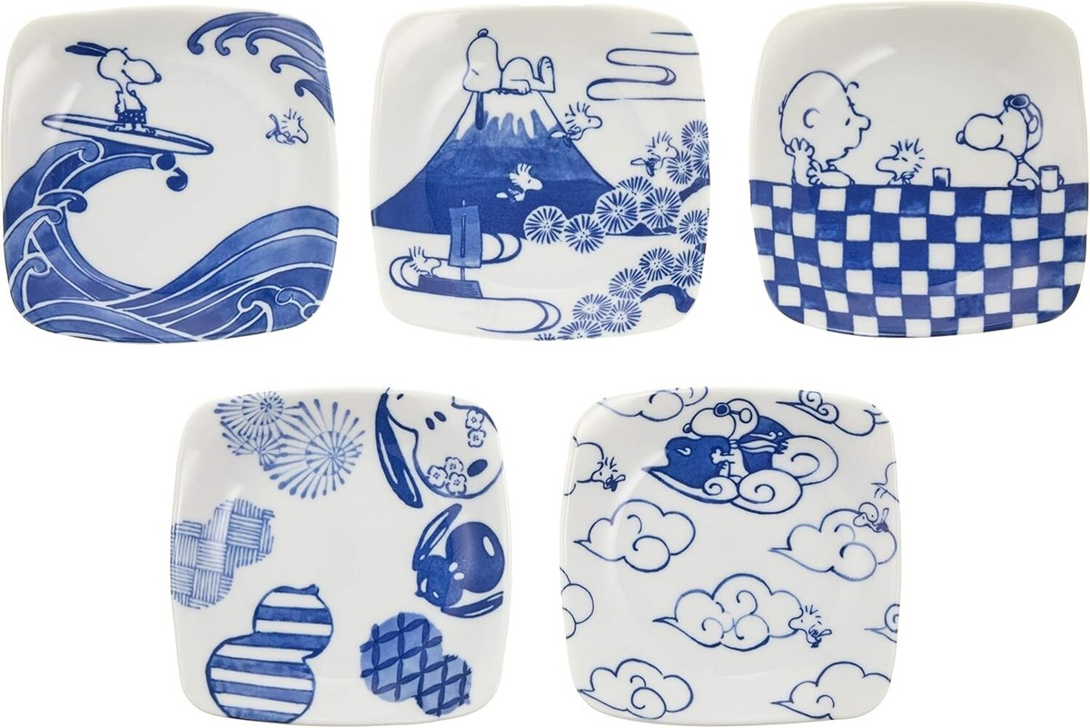 Yamaka SNOOPY Sometsuke Square Plate 5 Pieces Set 125mm SN80-57 | eBay