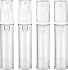 4 Pcs Empty Airless Pump Bottles, Refillable Clear Travel Pump Bottle Lotion Con