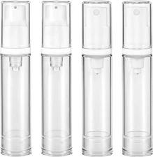 4 Pcs Empty Airless Pump Bottles, Refillable Clear Travel Pump Bottle Lotion Con