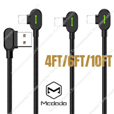 3 Pack Mcdodo 90 Degree Elbow USB Cable Charger Cord 4/6/10FT For iPhone 14 13 X