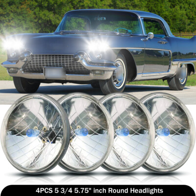 4pcs 5.75'' 5-3/4 Inch Headlight High/Low Fit for Cadillac Eldorado 1958-1974