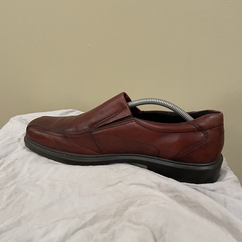 ECCO Helsinki Brown Leather Slip Loafer Bicycle Toe Dress Men Shoe Size 45 US 11 - Picture 2 of 10