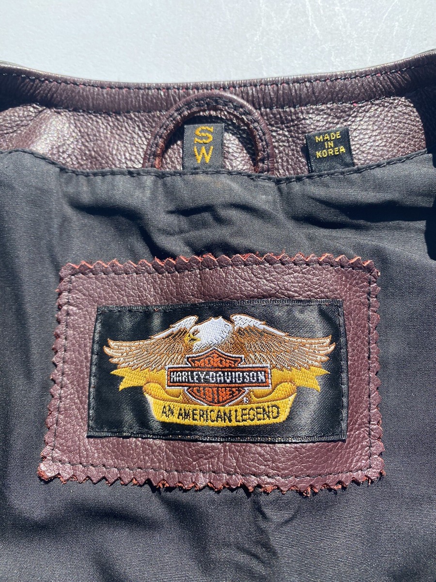Harley Davidson Women 95th Anniversary Leather Vest Small Burgundy