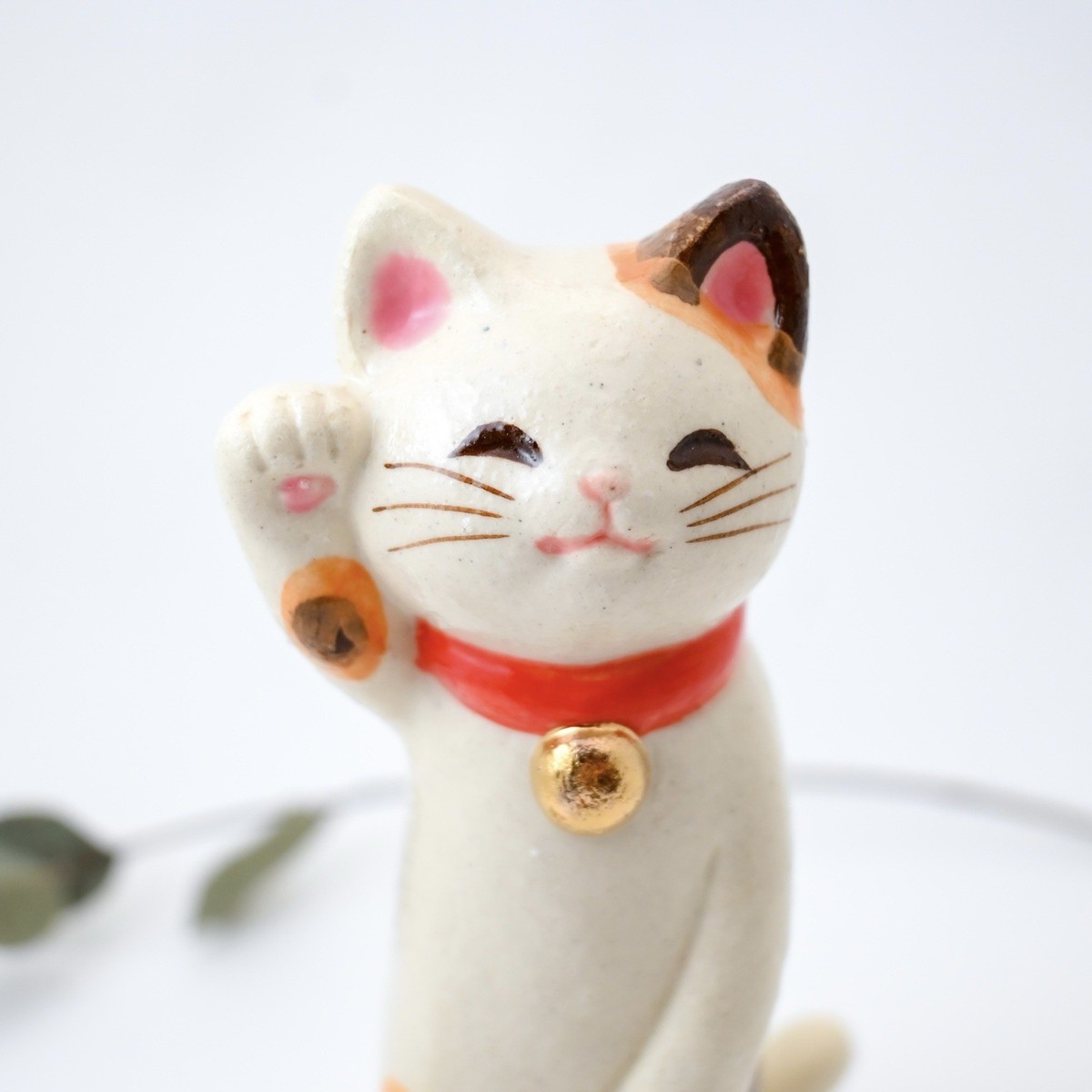 招き猫 左手 15cm 古もの 瀬戸 Lucky Cat Maneki-neko 招き猫 左手
