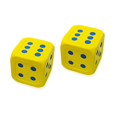 Macro Giant 6" Foam Dice Set of 2 Soft PU Large Game Dice for Party Kids Yellow
