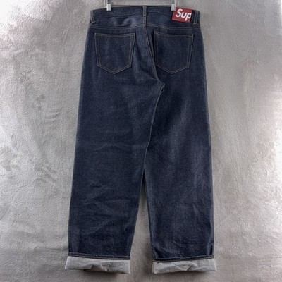 本日のみ supreme Baggy Selvedge Jean 32 Supreme Selvedge Denim Jeans Mens Size 32x32 Blue Button Fly Japan