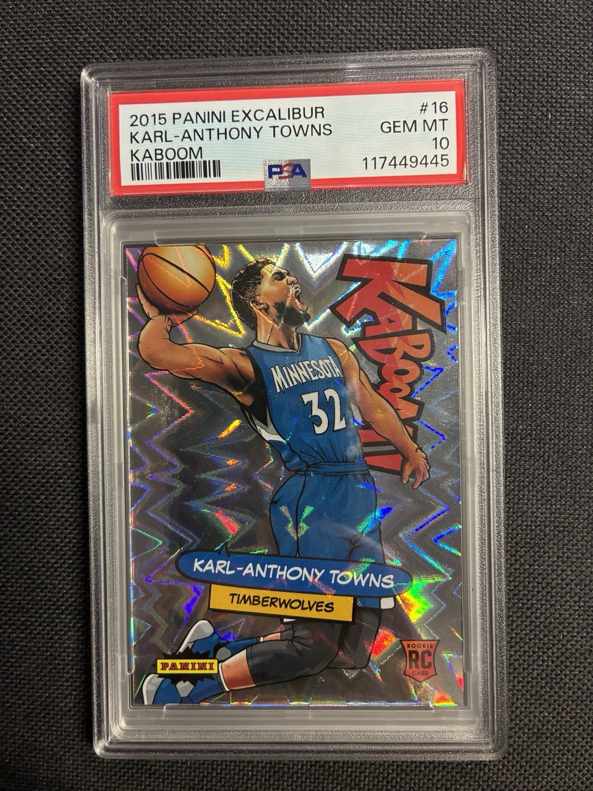 2015 Panini Excalibur KABOOM Karl-Anthony Towns RC Rookie GEM MINT PSA 10 POP 7