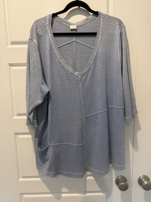 Poetry JERSEY TUNIC Pigment-dyed hemp organic cotton Lagenlook Size 18 Sky blue