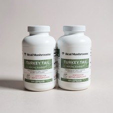 Real Mushrooms, Turkey Tail, Mushroom Extract Powder, 200 Capsules, Exp 07-25