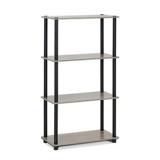 Furinno 99557GYW-BK Turn-N-Tube 4-Tier Multipurpose Shelf Display Rack  Frenc...