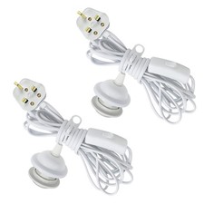 Plug in Pendant Lighting, 2Pcs E27 Bulb Holder, Hanging Lamp with White 