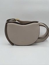 Donna Karan Light Gray Leather Half-Moon Crossbody Bag