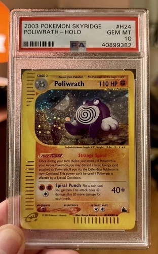 Pokemon 2003 Skyridge POLIWRATH Holo Rare #H24 PSA 10 Swirl 🌀！
