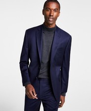 Michael Kors Mens 38R Navy Pinstripe Wool Blend Stretch Classic Fit Suit Jacket