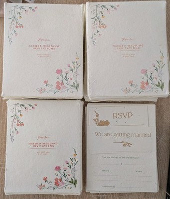 Paperchase 5x 10 Samen Hochzeitseinladungen RSVP & Umschläge - Öko Einladungen Blumen