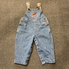 Vintage Disney Pooh Tigger Denim Overalls 12M Infant Baby Wagon Hong Kong 90s