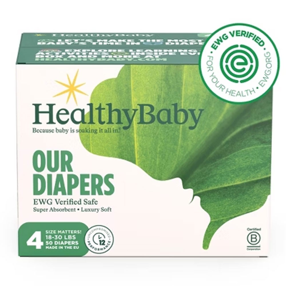 Сертифицированные подгузники HealthyBaby из безопасного органического хлопка 50 карат, Размер 4