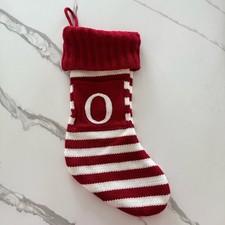 Wondershop Target Knit Striped Monogram Christmas Stocking Red White Letter O