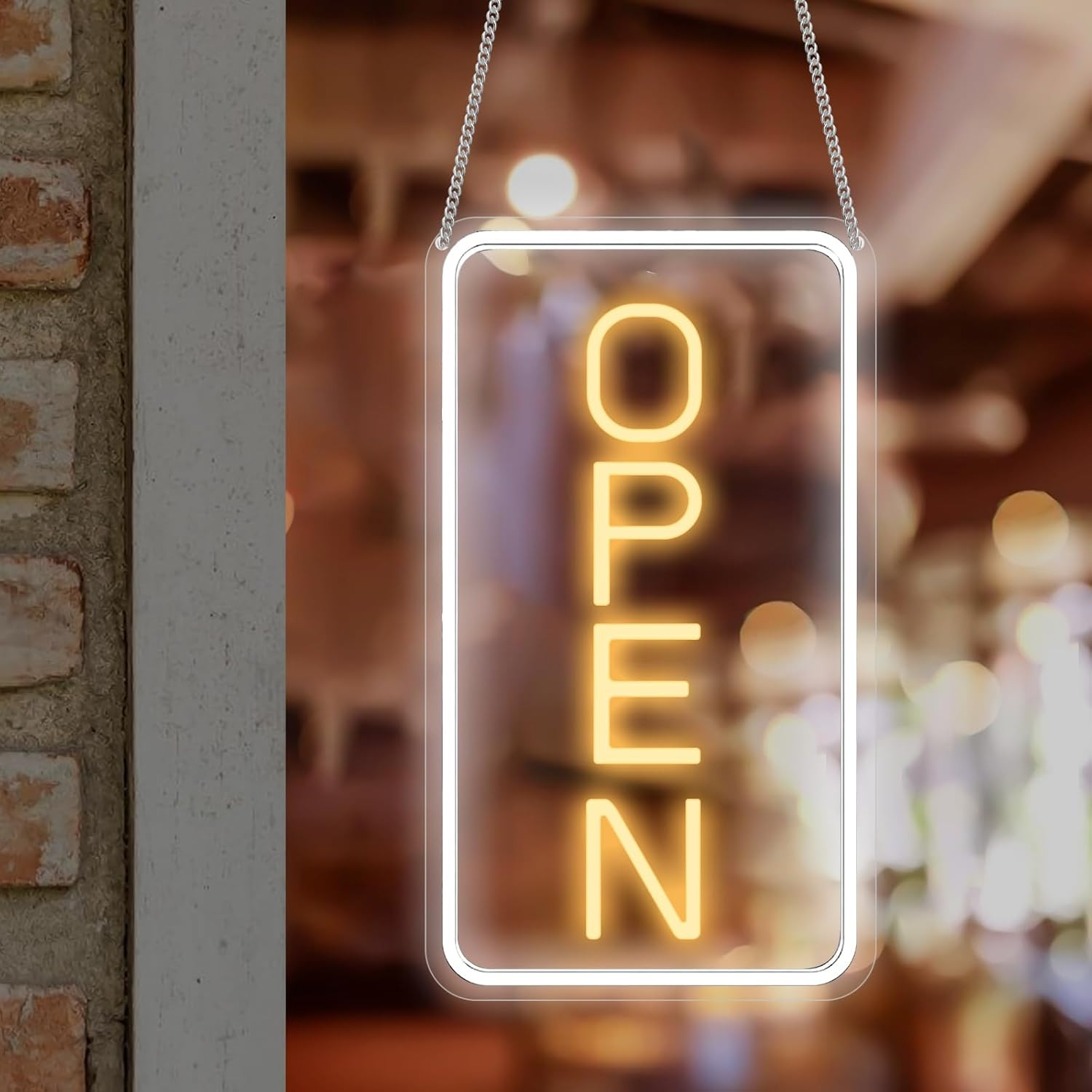 Insegna LED Neon OPEN Scudo Decorativa | Luce d'Atmosfera per Locali