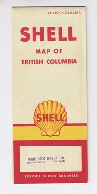 1959 Shell Map Of British Columbia White Spot Service