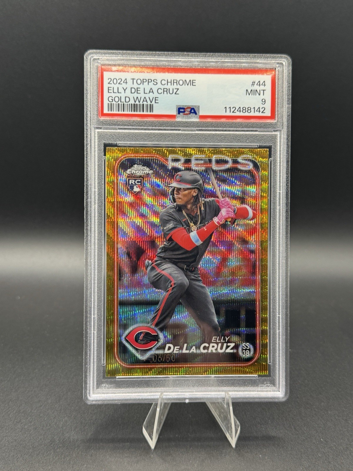 2024 Topps Chrome - Elly De La Cruz #44 Gold Wave Refractor /50 (RC)