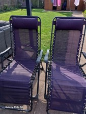 2x Zero Gravity Chair Reclining Sun Lounger Outdoor Garden Folding Adjustable