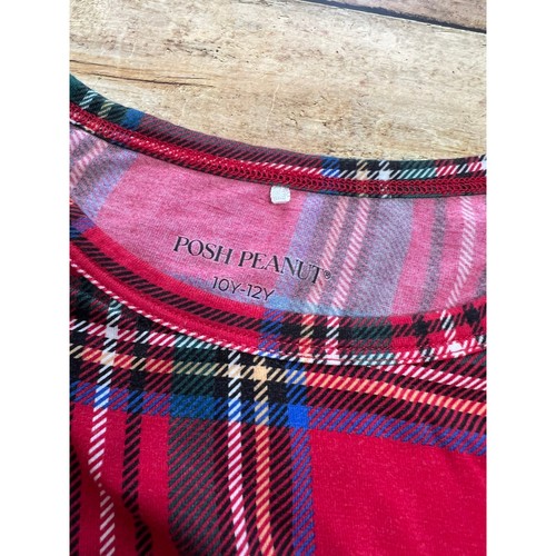 Posh Peanut Red Tartan Bamboo Pajama Set 10/12y - Picture 3 of 4